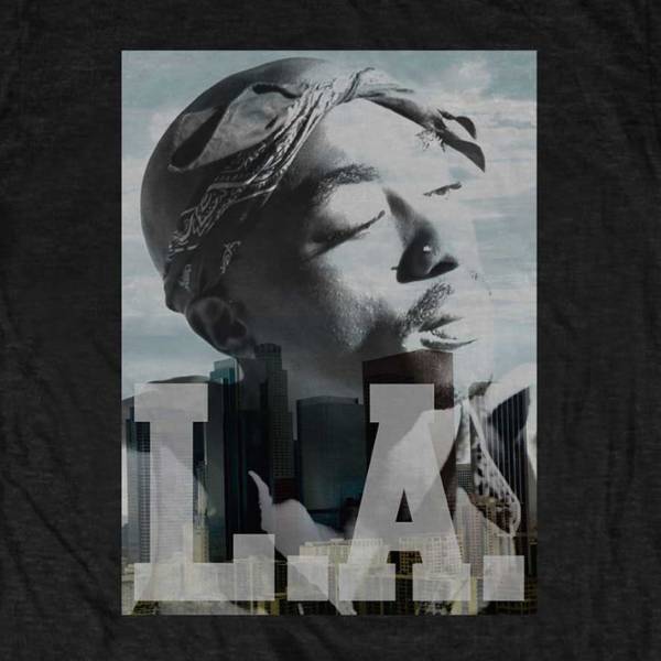 Tupac Shakur Kids Black T-Shirt - 2Pac L.A Skyline