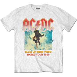 AC/DC Adult T-Shirt - Blow Up Your Video World Tour 1988 - White