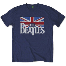 The Beatles Adult T-Shirt - Union Jack - Blue