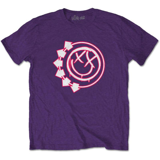Blink 182 Adult T-Shirt - Six Arrow Smiley - Purple