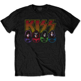 KISS Adult T-Shirt - Multicoloured KISS Band Faces
