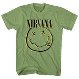Nirvana Adult T-Shirt - Smiley Face - Green