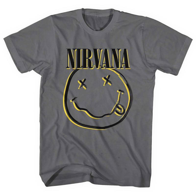 Nirvana Adult T Shirt Smiley Face Grey KidVicious