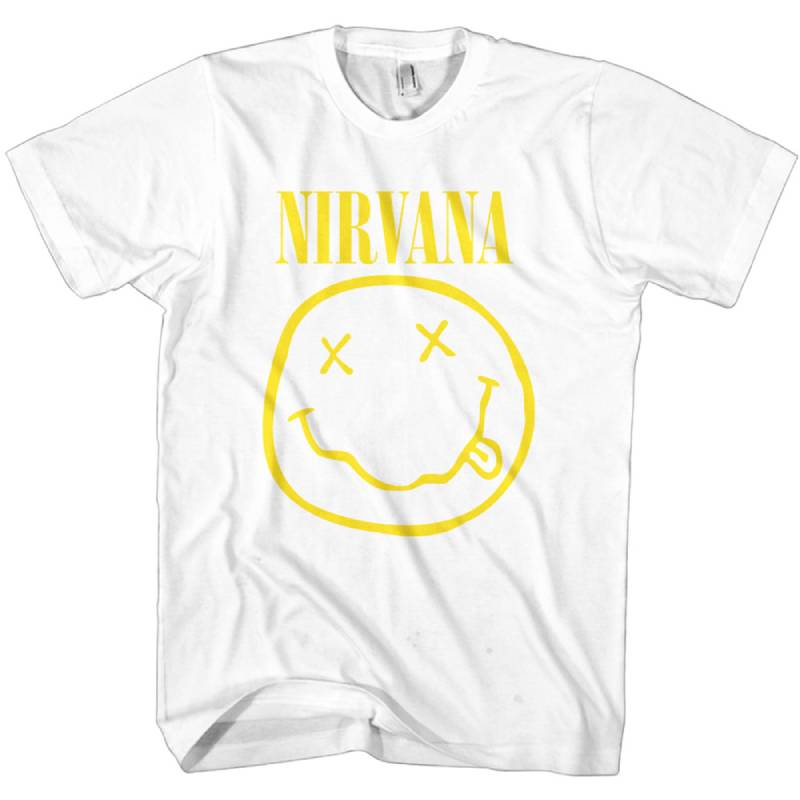 Nirvana Adult T-Shirt - Smiley Face - White T-Shirt