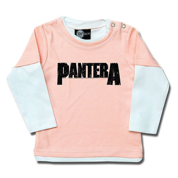 Pantera Baby Long Sleeved T-Shirt Logo - Pink/White