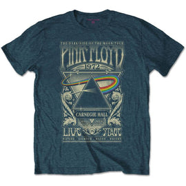 Pink Floyd Adult T-Shirt - Dark Side Of The Moon Tour 1972 - Denim Blue