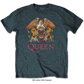 Queen Adult T-Shirt - Classic Queen Crest - Heather Blue