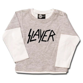 Slayer Baby Long Sleeve T-Shirt Logo - Grey/White